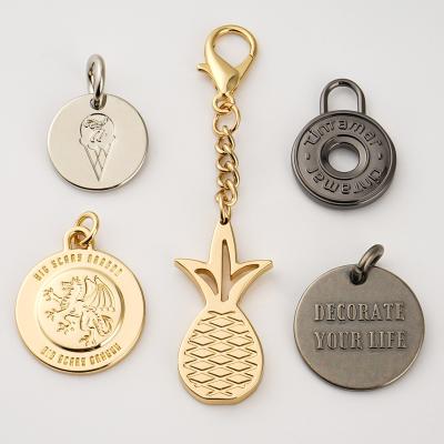 Circle Shape Engraved Logo Metal Tag Custom Key Ring Or Charms For Black Zinc Plated
