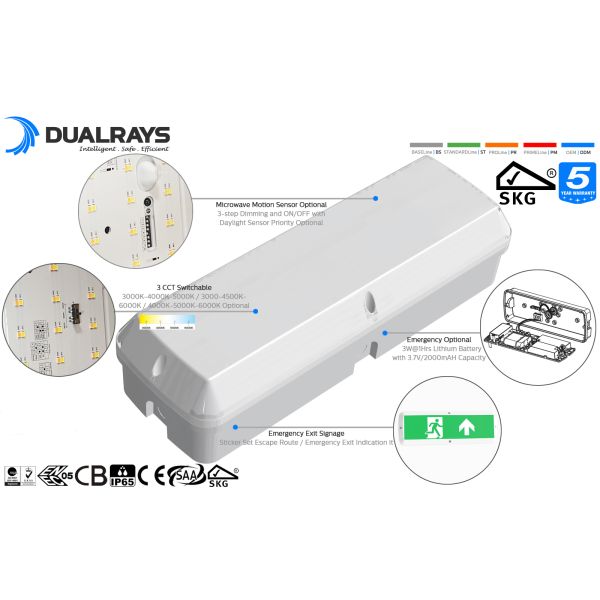 Bulk Head LED Porch Light 8W with 3CCT and Power Switchable