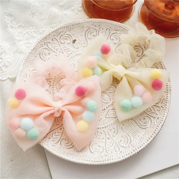 Lace Organza hairball  kids hair accessories bowel scrunchies girl's hair rope bypass headpiece Yiwu wholesale