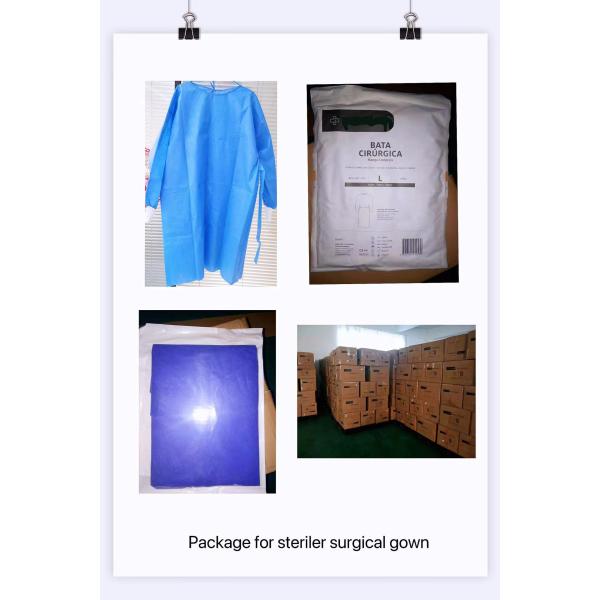Disposable Blue SMS unisex hospital gowns Nonwoven With Knitted Cuff