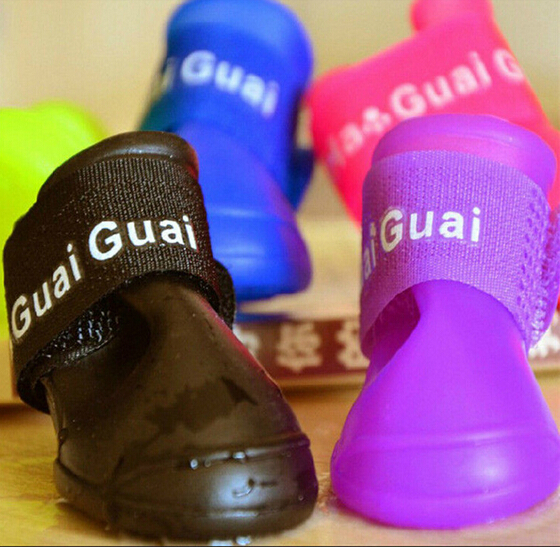Colorful puppy shoes for dogs Rubber Water Protective Pet Shoes Booties Waterproof Rain
