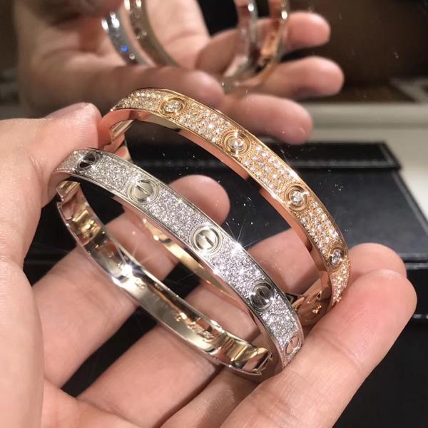 Popular Beautiful Gorgeous Factory Made 18k Car Tier Yellow/White/Rose Gold And Natural Diamonds LOVE Bracelet