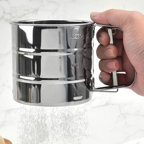 Kitchen Stainless Steel Sifter Fine Mesh Flour Sieve Powdered Sugar Strainer