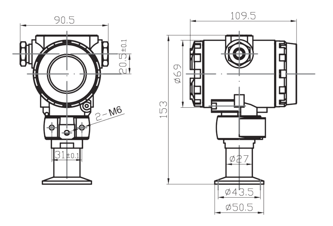 Sanitary Pressure Transducer With LCD Display For Food And Beverage