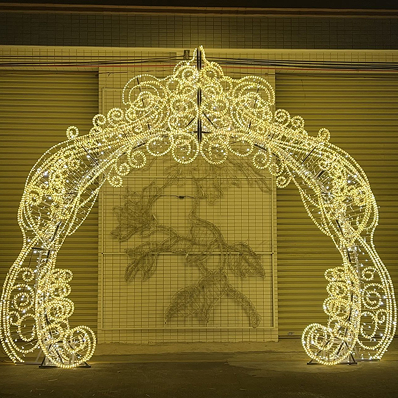 High Quality Steel Acrylic LED Light Tunnel Motif Arch Sculpture Holiday Wedding Decor IP65 Rated Thanksgiving Christmas