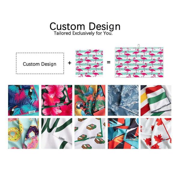 Magnet Towel Leaves Flowers Double-sided Printing Waffle Golf Towel