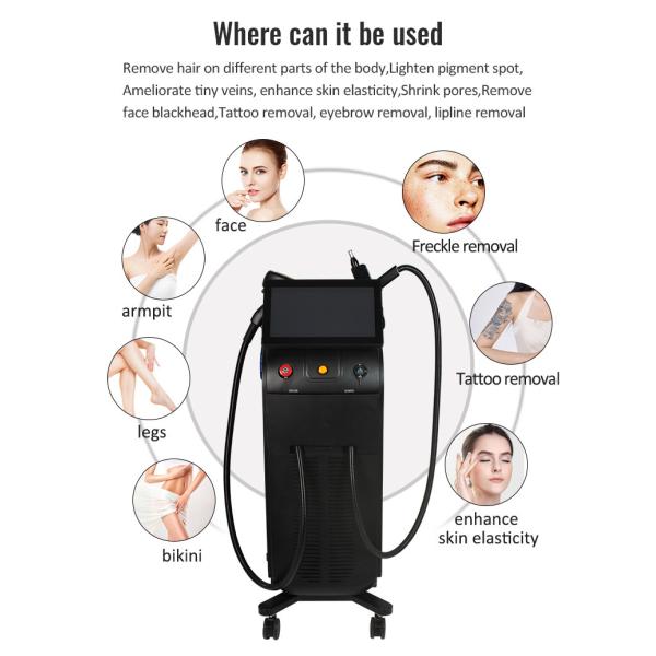 10 barras 808nm Soprano máquina láser de hielo Rejuvenecimiento de la piel y eliminación de pecas