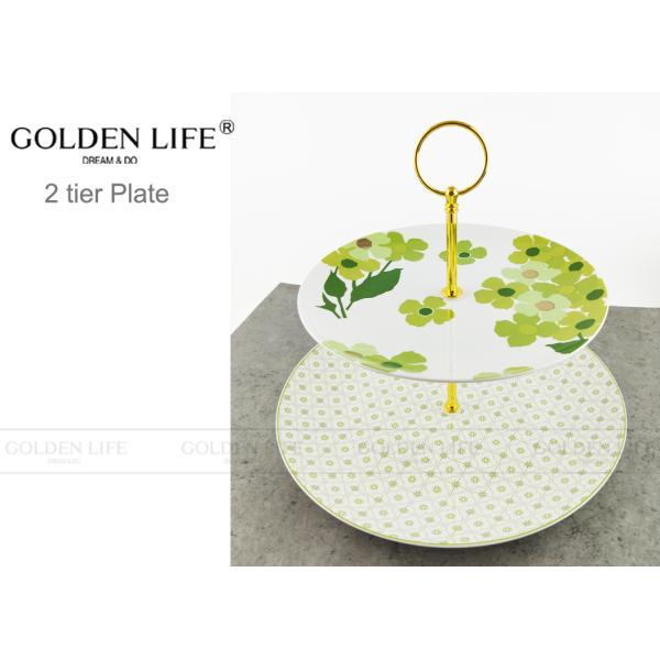 Floral Flower Modern Ceramic Plates Two Tier Cake Plate Wedding Gift Snacks Fruit Type