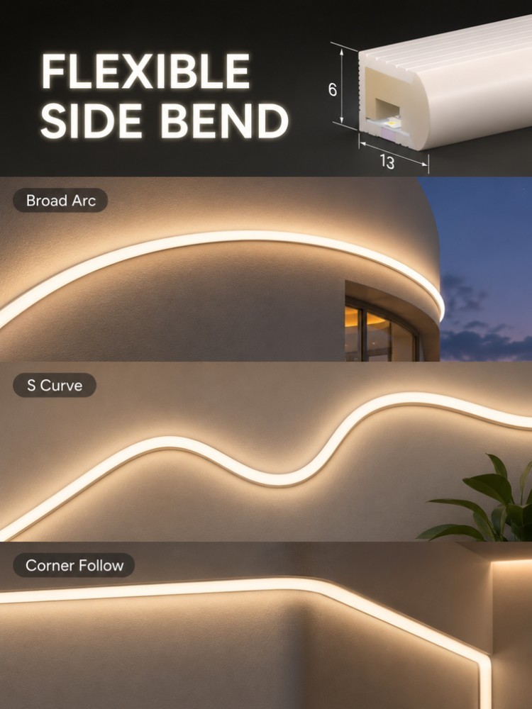 Multi Color Silicone Led Tape Light 6x13mm Arc Side Emitting For Signage Letter Landscape Decor