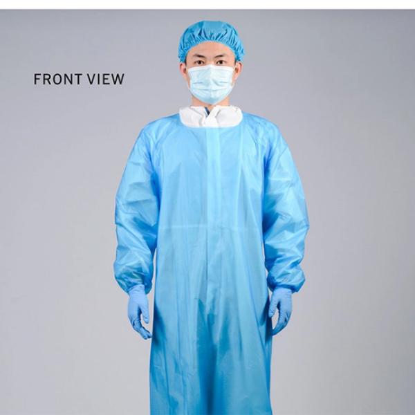 SMS Non Woven Fabric + PE Blue Green 60g Waterproof Surgical Gown For Hospital