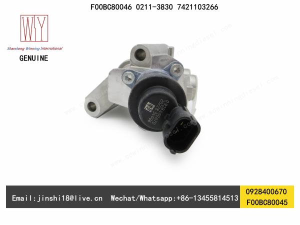 BOSCH GENUINE AND BRAND NEW DIESEL FUEL PRESSURE REGULATOR 0928400670, F00BC80045, F00BC80046, 0211-3830, 7421103266