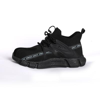 Chaussures de sécurité pour orteils en acier Traîneurs de travail occasionnel avec orteils en acier antidérapant à la mouche Tricot chaussures de sécurité de protection résistantes aux ponctions