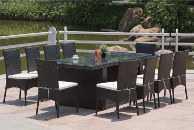 YLX-RN-052 Black PE Rattan Chair and Table under Steel Frame