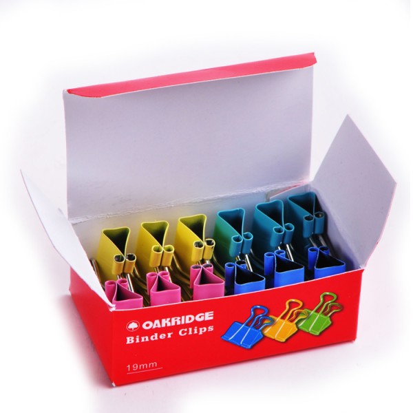 wholesale office and school 4 color metal 19mm colored binder clips