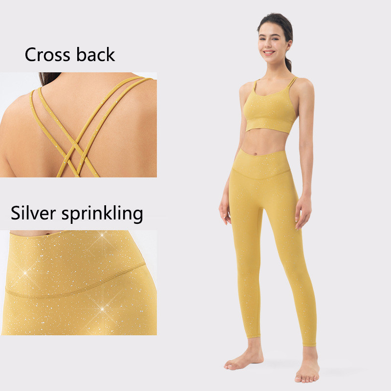 Внезапный набор йоги Sequin одевает наборы разминки 2 частей женщин Wicking влаги нейлона