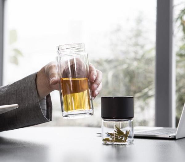 Office Borosilicate Double Glass Water Bottle Tea Infuser With Strainer