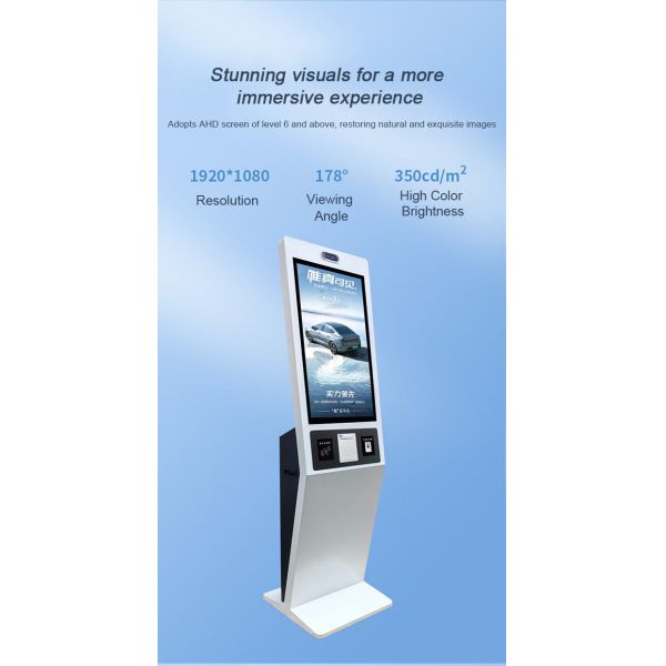 32-inch self ordering kiosk machine for restaurants and canteens, touchscreen kiosk for government service halls