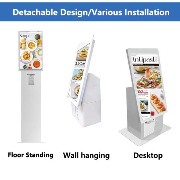 MJK 21.5 Inch Indoor LED Cabinet Self-Service Order Payment Kiosk Touch Screen Multi-Function NFC for Restaurants