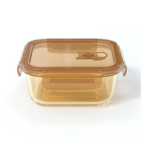 New Design Amber Color Glass Food Storage Boxes With Different Lid