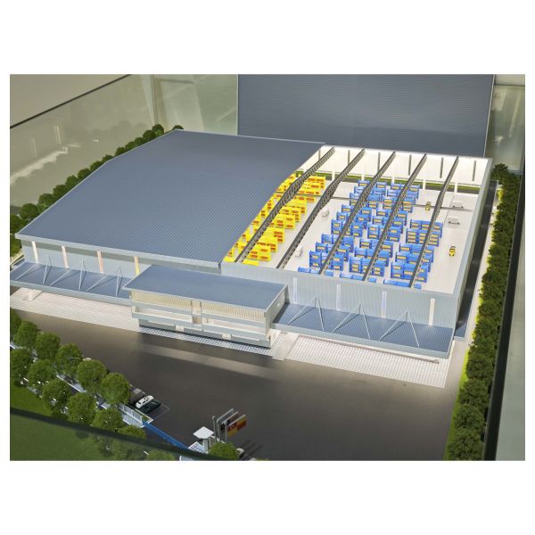 Intelligent Logistics Center Scale Architectural Model AI Powered Automated Storage & Sorting System Showcase