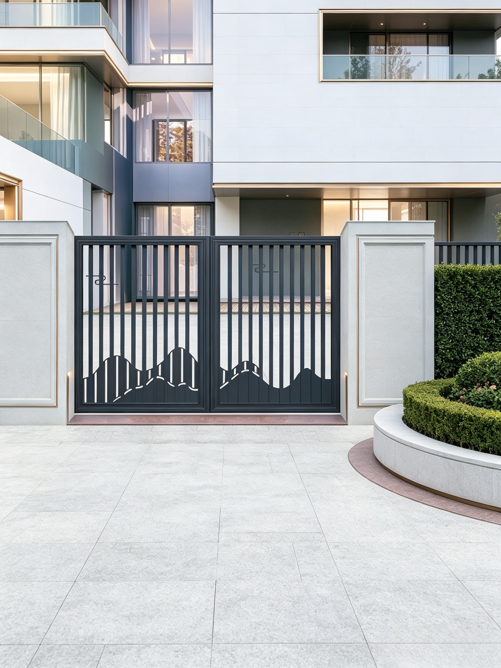 Modern T6-T5 Aviation-grade Aluminum Alloy Custom Size Electric Control Courtyard Gate for Villa Gardens