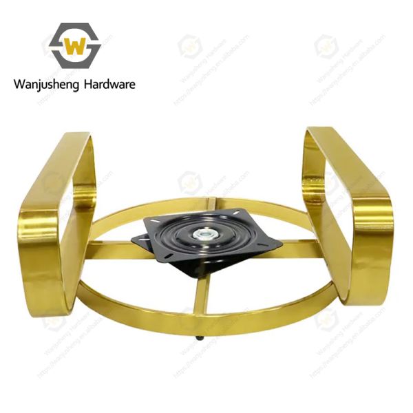 Gold Stainless Steel Decorative Furniture Frame Hardware Accessories Sofa Armrest Base With Handle and Swivel Plate