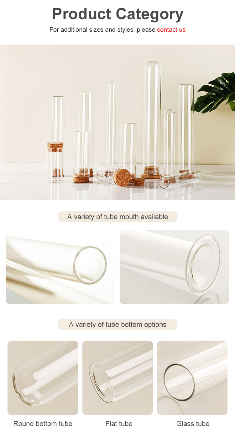 15x100mm Flat Bottom Round Bottom Laboratory Borosilicate Tube Glass Pipe Cylinder With Cap Test Tube Bottle With Cork