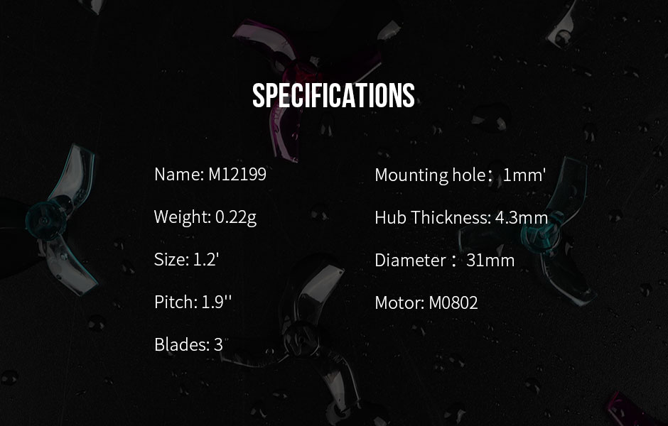 T-Hobby M12199 Fpv 3-Blade Quadcopter Drone Propellers 2pairs/Bag Cw/Ccw Pc Transparent Props Remote Function Compatible Flysky