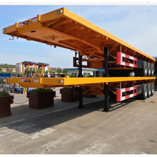 Sinotruk howo 40ft gooseneck flatbed Semi trailers Used 3 Axles Heavy duty Flat Bed self loading container trailer