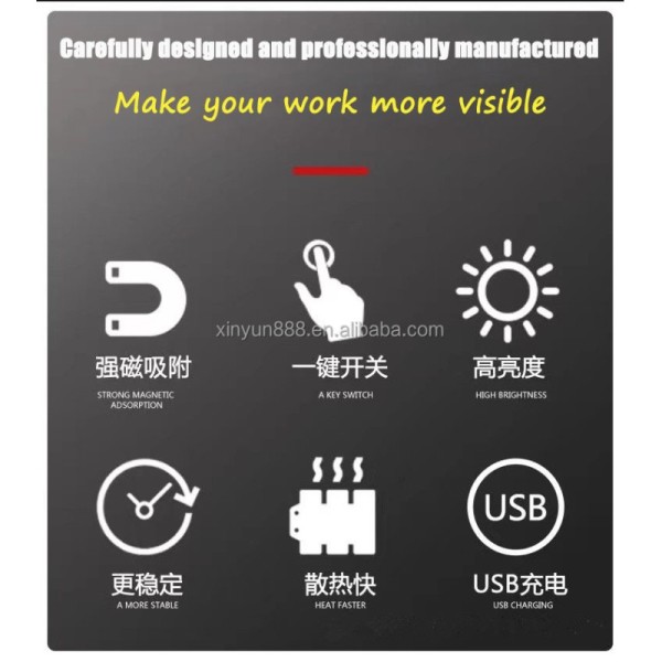 New Portable COB Strong Magnetic Lamp Handheld Led 3W Rechargeable Mini Work Light Hand Torch