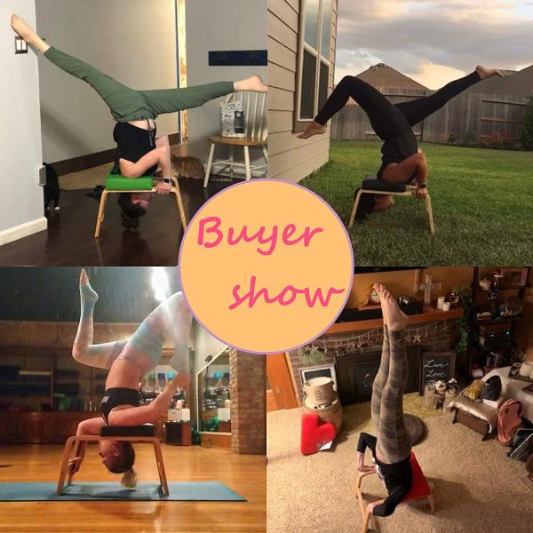 150kg Wood PU Yoga Stool Bench Headstand Promote Blood Circulation