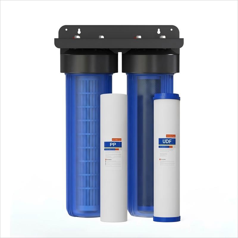 2-Stage 20 Big Blue Whole House Water Filter System Assembly
