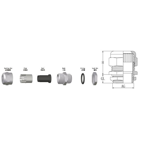 M24 Conduit Fitting Metal 20mm Cable Gland Stainless Steel SS304 / 316L M Type IP68