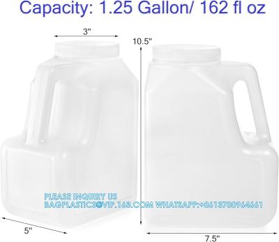 Gallon Jar With Handle And Airtight Lid - Square Empty Storage Containers And Jugs - 1.25 Gallon Wide Mouth Bottles