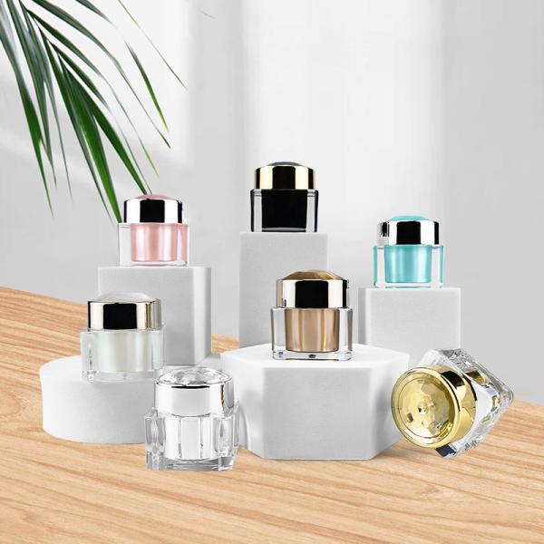 Screw Cap Square Face Cream Acrylic Cosmetic Jar 10g Logo Printing