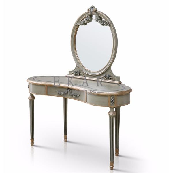 Classic Hand Carved Luxury Wooden Dressing Table With Mirror