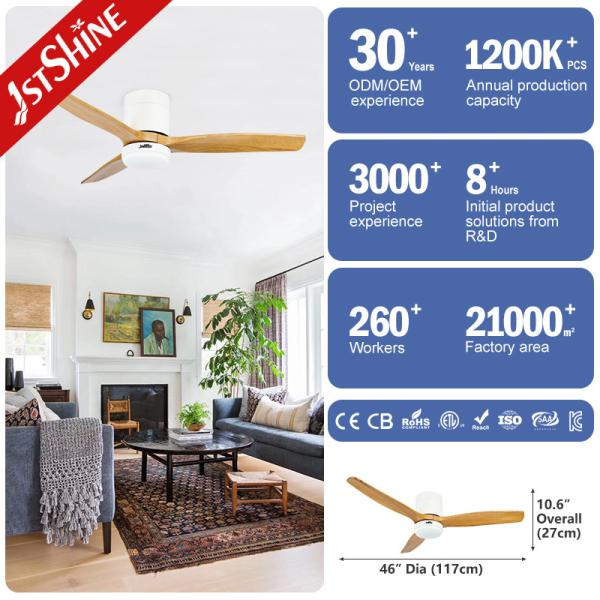 Flush Mount Ceiling Fan with Lights and Remote Control 6 Speed Choice Metal Lamp Body