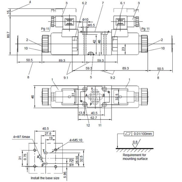 Solenoid Actuation Hydraulic Directional Control Valve Easy Operation Type M SED6 L1X