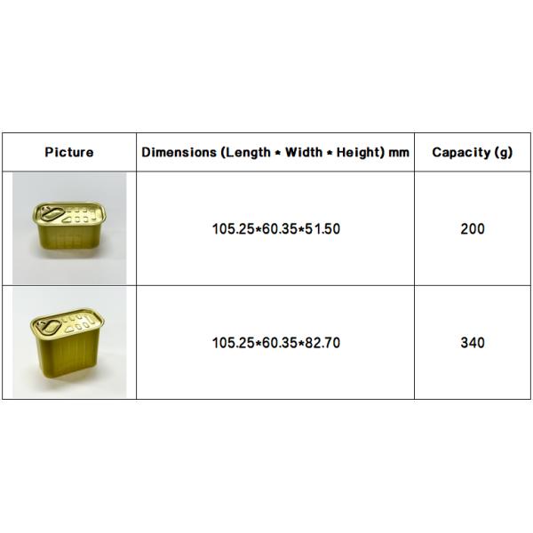 340g Food Grade Metal Can Moisture Proof Square Aluminum Can 105.25mm×60.35mm×82.70mm