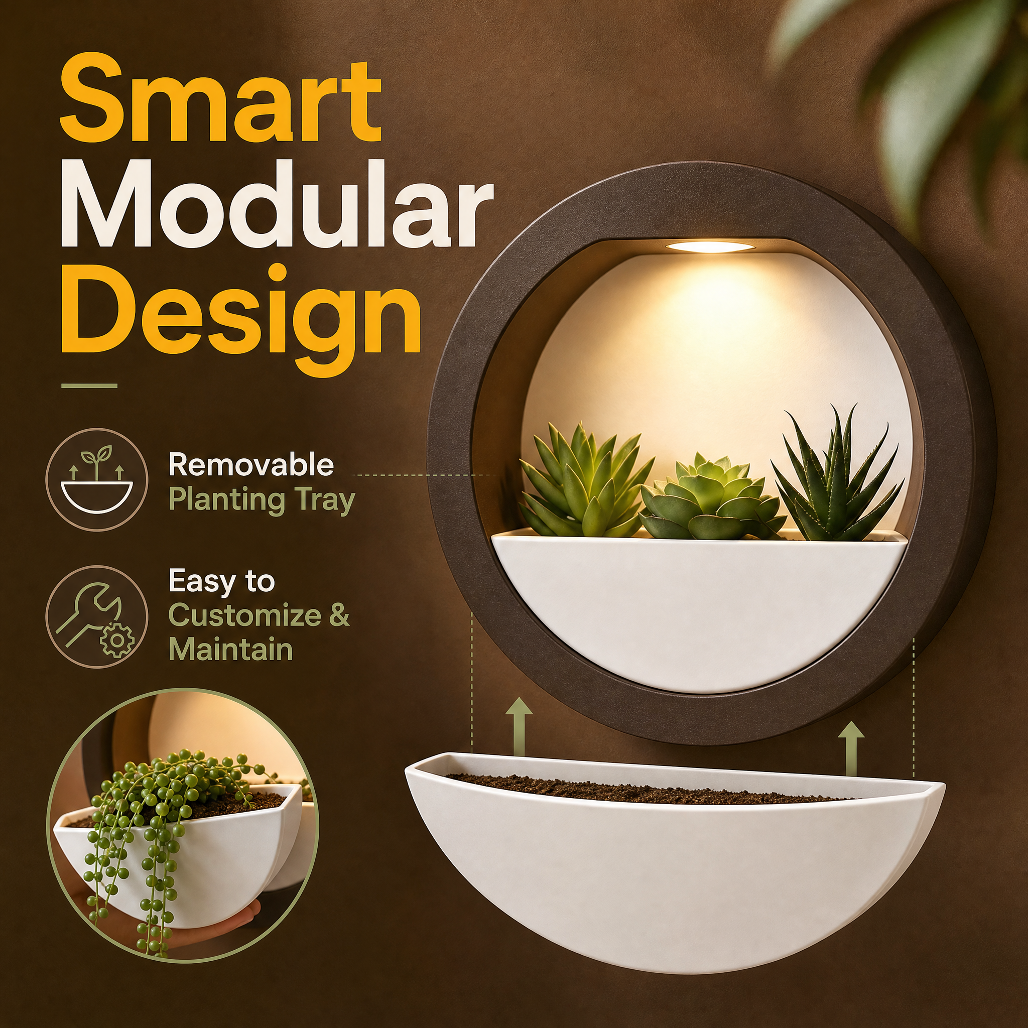 Living Room Homestay 3D Printed Decor Plant Wall Light Dual Tone Wall Mount Lamp