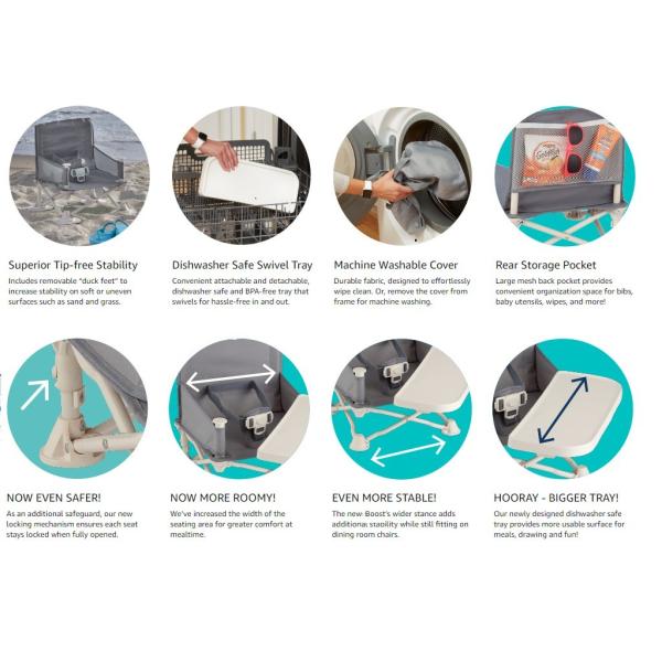 CPC Certificate Baby Dinner Chair Foldable Toddler Dining Chair For Home / Travel