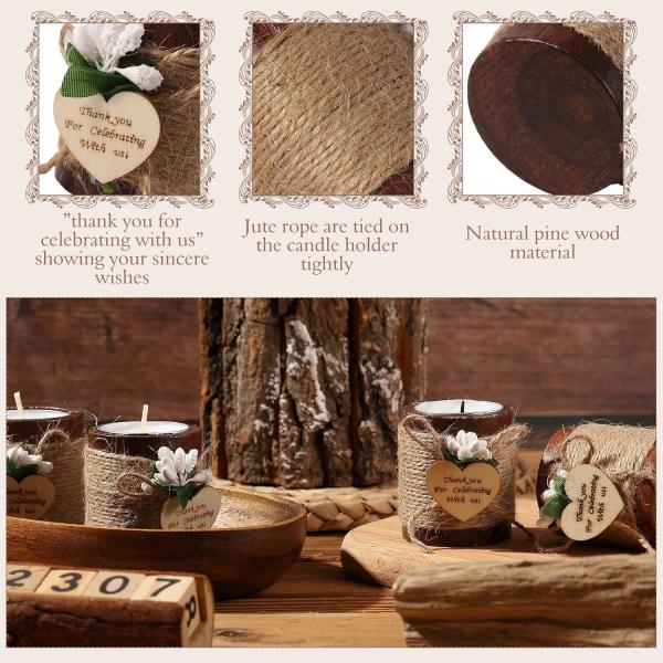 Customized village wooden tea light cylinder candle holder Bride shower Wedding baby shower party