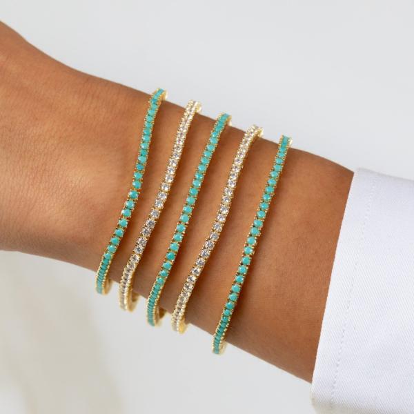 Article chaud 925 argent sterling plaqué en or 3 mm de zirconium cube bracelet de tennis pour femmes