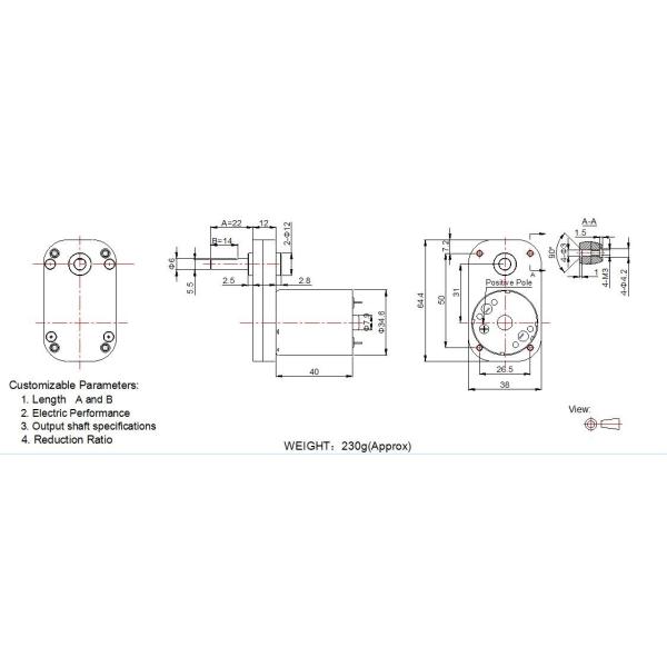 3 - 24 Volt DC Gear Motor 38GF3540 Spur Gearbox For Medical Equipment