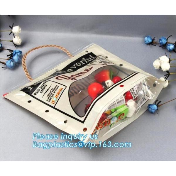 breathable opp cellophane plastic fresh vegetables packaging bag, vegetable fresh keeping freezer bag, reusable zipper s