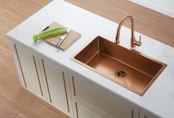 23 Square Brushed Copper Apron 58x45 Undermount Single Bowl Kitchen Sink