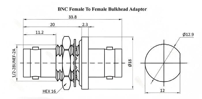 BNC Female To Female Bulkhead Adapter With Nut Fixed Waterproof Ring  BNC-KKY