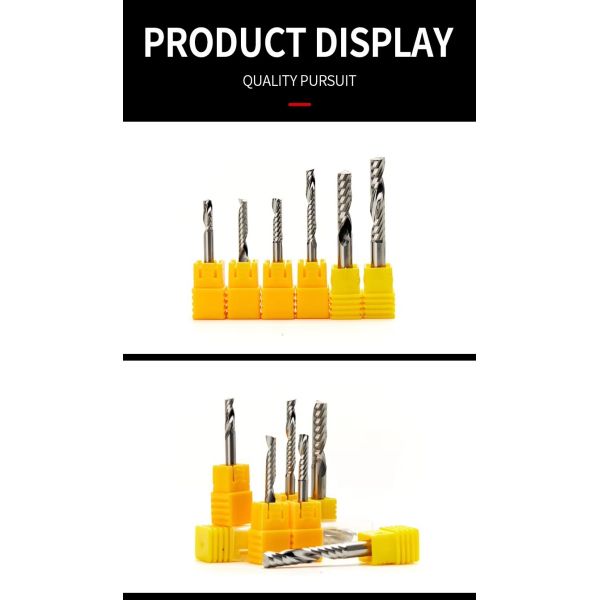 YingBa Tungsten Steel Milling Cutter Single Flute Router Bit for Acrylic & PVC with No Polishing Required CNC Wood Bit