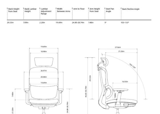 H2 Ergonomic Office Chair with 4.0 Dual-Back Design for Dynamic Spinal Support and Multiple Size Options