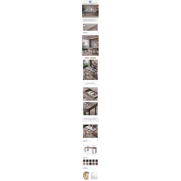 Mesa de escritório de madeira maciça de cerâmica branca escovada de ouro